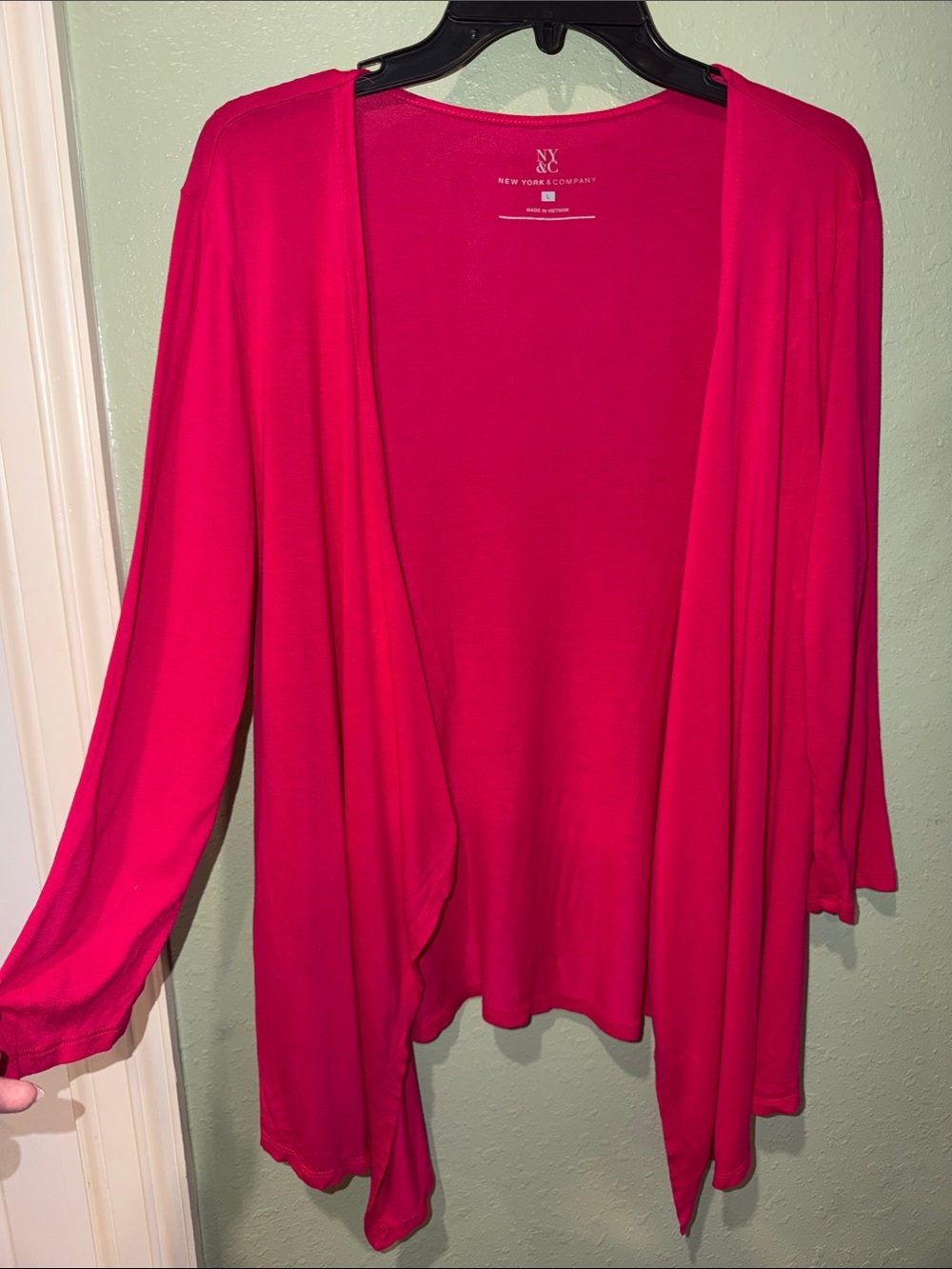 New York & Company Open-Front Draped Cardigan - Fuchsia Pink